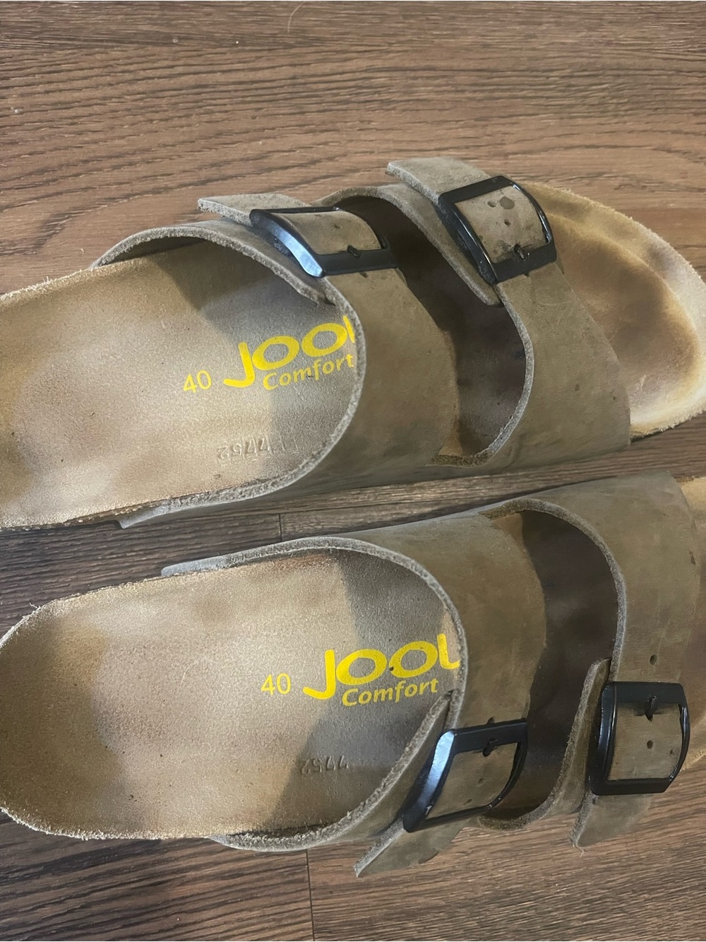 Women's Suede Two-Strap Tan Slip-On Sandals